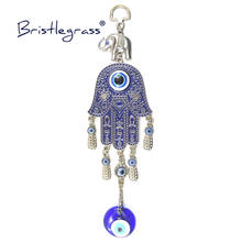 BRISTLEGRASS-amuletos de mano de elefante turco, azul, mal de ojo, Hamsa, amuletos de la suerte, colgantes de pared, protección de bendición, decoración del hogar 2024 - compra barato