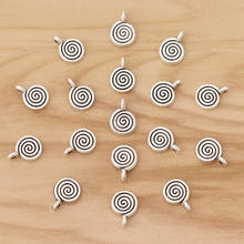 50 piezas de plata tibetana espiral remolino círculo colgantes cuentas para pulsera collar fabricación de joyas 12x9mm 2024 - compra barato