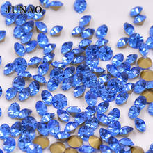 Junao ss 6 8 10 12 16 20 30 cristais luz azul unha vidro strass aplique ponta de volta vidro cristal pedra artesanato 2024 - compre barato