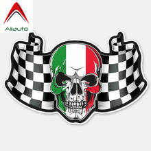 Aliauto-Bandera creativa de Italia, Calavera, cabeza de casco, decoración de motocicleta, pegatina para coche, cubierta de arañazos, calcomanía de vinilo, 15cm * 9cm 2024 - compra barato