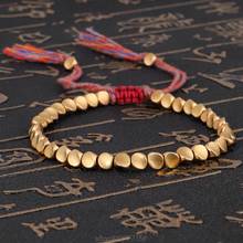 Pulseira de contas de cobre tibetana feita à mão, pulseira de algodão trançado budista, corda de sorte para proteção boa sorte, amulet d08 20, dropship 2024 - compre barato