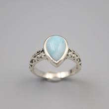 Pure 925 Sterling Silver Ring Width 13mm larimar Bead Ring For Woman US Size 6-10 2024 - buy cheap