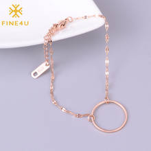 FINE4U-pulsera de círculo de acero inoxidable B446, brazalete de círculo redondo, sencillo y bonito, para mujeres y niñas 2024 - compra barato