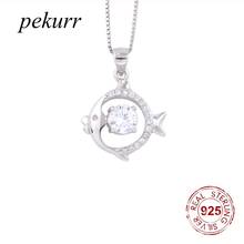 Pekurr 925 Sterling Silver Zircon Round Rabbit Fish Necklace For Women Cute Tropical Fish Pendants Kids Jewelry 2024 - buy cheap