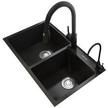 Black Nano Sink Double Sink Kitchen Sink 304 Stainless Steel Hand Thickened Household Sink 80x45cm 2 Bowel Kitchen Sinks 2024 - buy cheap