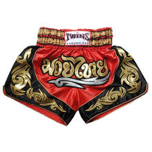 Shorts de boxer bordado para homens e mulheres, bermuda de treino muay thai para boxe e luta completa, roupa de sanda 2024 - compre barato