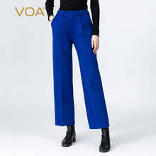 VOA Winter Snowy Plateau Small Cashmere Delicate Skin-friendly Indigo Bunting Double-Sided Cashmere Straight Pants Women SK833 2024 - buy cheap