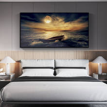 Sunsets Natural Bird Boat Seascape Posters and Prints Cuadros Canvas Painting Panorama Modern Wall Art Picture for Living Room 2024 - buy cheap