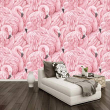 Papel de parede personalizado 3d, papel de parede moderno nórdico rosa flamingo animal foto mural de sala de estar tv sofá quarto papel de parede 3d 2024 - compre barato