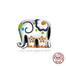 Genuine 925 sterling silver elephant enamel beads fit original 3MM charm bracelet necklace pendant jewelry making Hot sale 2024 - buy cheap