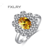 FXLRY New Romantic White/Yellow Color Cubic Zircon Flower Resizeable Ring for Women Bridal Wedding Engagement Fashion Jewelry 2024 - buy cheap