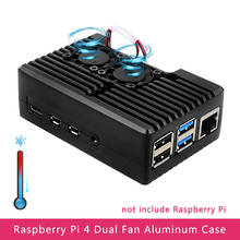 Raspberry Pi 4 Armor Shell Aluminum Case with Dual Fan Active Passive Cooing Heatsinks Pads for Raspberry Pi 4 Model B 2024 - buy cheap