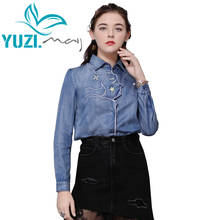 Blouse Women 2020 Yuzi.may Boho New Denim Shirt Turn-down Collar Vintage Embroidery Long Sleeve Blouses B9296 Blusas Femininas 2024 - buy cheap