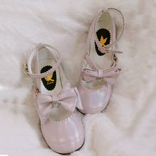 Zapatos japoneses de lolita para mujer, calzado de tacón alto con lazo y cabeza redonda, kawaii, Princesa, cosplay, loli, 2020 2024 - compra barato