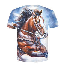 Camisa 3d de manga curta com cavalo, camiseta legal de alta qualidade com gola redonda moda de personalidade para o verão 2020 2024 - compre barato