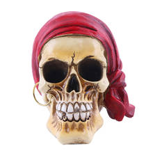 Cabeça do capitão pirata de caveira, decoração para halloween, festa de horror, estátua do filme, pintura artística, ornamento de caveira, decoração de casa 2024 - compre barato