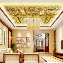 Beibehang papéis de parede personalizados três-dimensional 3d hotel europeu luxo palácio dourado teto murais teto de parede 2024 - compre barato