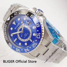 BLIGER-Reloj Automático GMT para hombre, pulsera de cristal de zafiro con fecha automática, bisel negro giratorio, 43mm 2024 - compra barato