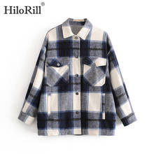 HiloRill-Blusa informal a cuadros para Mujer, camisa de manga larga con bolsillos y cuello vuelto, Ropa para primavera 2024 - compra barato