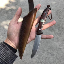 Cuchillo de hoja fija M390 de acero, herramienta de supervivencia táctica, mango de madera de hierro para desierto, caza, recto, EDC 2024 - compra barato