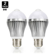 Lâmpada noturna com sensor de movimento, 2 peças, 9w, e27, led blub, 85-265v, branca quente, lâmpada com sensor de movimento para iluminação de casa, cozinha, ambientes internos