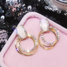 Korea Crystal Rhinestone Geometry Circle Drop Earrings For Women Fashion Statement Earrings Wedding Jewelry oorbellen brincos 2024 - buy cheap