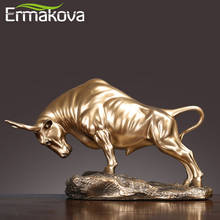 ERMAKOVA Cold Cast Bronze Bull Sculpture Statue Home Resin Animal Jewelry Home Bar Office Window Decoration Cafe 2024 - buy cheap