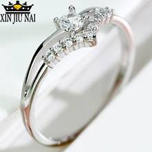 New Fashion White Shining Zircon Silver Color Women Engagement Wedding Ring V Shape Party Jewelry Ring  plata de ley 925 2024 - buy cheap