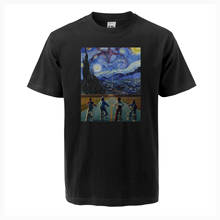 Camiseta de Van Gogh's Stranger Things para hombre, camisa de manga corta con estampado de serie de TV Vintage, de algodón de alta calidad, a la moda, verano 2019 2024 - compra barato