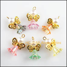 Pingentes de borboletas douradas em acrílico misturado, 18 peças 17.5x26mm 2024 - compre barato