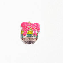¡Novedad! Huevo de Pascua con lazo rosa caliente, colgantes de diamantes de imitación, 45mm x 38mm, 10 unidades/lote 2024 - compra barato