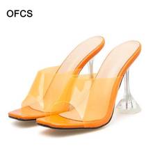 2020 Summer Women Slippers Sexy PVC Transparent High Heel Slippers Crystal Heel Women Sandals Party Pumps Women Shoes Size 35-42 2024 - buy cheap