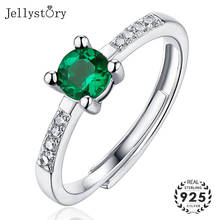 Jellystory-anillos de lujo para mujer, de plata de ley 100% auténtica s925, piedras preciosas de Esmeralda redondas de 5mm, joyería de moda para compromiso de boda femenina 2024 - compra barato