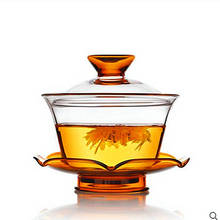 Taza de té japonesa de vidrio transparente resistente al calor, juego de té de Kung Fu, tetera de Tieguanyin, tazón de té de flor Gaiwan, 200ml 2024 - compra barato