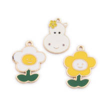 10pcs/Lot Enamel Smile Flower Chrysanthemum Hippo Shape Earring Bracelet Pendant Charms Jewelry Accessory 2024 - buy cheap