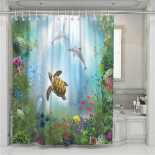 В обои с изображением подводного мира 3D душ Шторы Ванная комната Водонепроницаемый с рисунком из полиэфира Шторы s для Ванная комната крючки для душевой 2024 - купить недорого