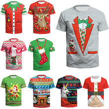 Рождественская Одежда для мальчиков; Новинка; футболка с короткими рукавами с изображением Санта-Клауса; Рождественский костюм для вечеринки 2024 - купить недорого