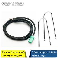 Carro verde aux linha de áudio estéreo adaptador de entrada novo cabo 3.5mm para ipod mp3 com ferramenta de remoção para renaut 2005-2011 clio megane 2024 - compre barato