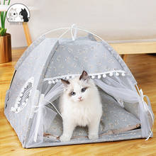 Милая кровать для кошки принцессы, складная дышащая палатка, домик для котенка, собаки, корзина, кровати, милые всесезонные подушки, товары для питомцев кошек 2024 - купить недорого