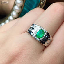 Men Ring Natural and Real emerald ring Man Ring Free shipping 925 sterling silver 5*7mm gemstone Fine jewelry 2024 - buy cheap