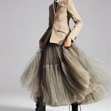 Fashion Soft Tulle Women Skirt Pleated Puffy Mesh A Line Outfits Adult Skirts Custom Made Gothic Saia Faldas 2024 - buy cheap