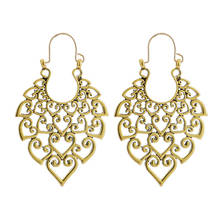 Tocona Vintage Tribal Indian Hollow Flower Drop Earrings Jewelry Antique Alloy Mandala Heart Carving Earrings brincos 9664 2024 - buy cheap