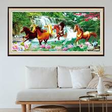 Алмазная мозаика с изображениями животных распродажа пейзаж, картина, выложенная алмазами лошади Полный Круглый квадратный пейзаж Стразы фотографии вышивки крестом подарок 2024 - купить недорого
