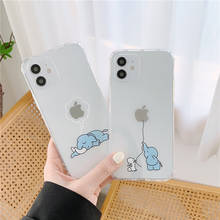 Чехол для телефона Cartonn с животными для iPhone 12 11Pro Max X XR XS Xs Max, чехол-накладка с рисунком слона, кролика, яблок для iPhone 7 8Plus 12 2024 - купить недорого