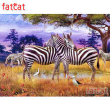 FATCAT 5D DIY pintura de diamante cebra animal paisaje completo bordado de diamantes venta cuadrado redondo taladro costura AE1387 2024 - compra barato