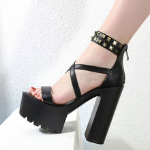 Sandalias góticas de gamuza para mujer, zapatos de gladiador romano, de tacón alto, color negro, con cremallera, para fiesta 2024 - compra barato