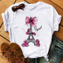 FIXSYS Women Fashion Cartoon Eiffel Tower Graphic T-shirt New Summer Korean Clothes Girls Short Sleeve Shirt Tees Ropa 2024 - buy cheap