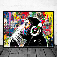 Graffiti DJ Monkey Canvas Art Posters and Print Banksy Animal Paintings on The Wall Pictures for Living Room Home Decor 2024 - buy cheap