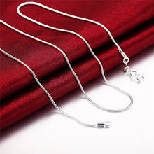 Collar de plata de ley 925 para mujer, joyería de cadena de serpiente de 1mm, collar de moda de 16, 18, 20, 22 y 24 pulgadas, 1 ud. 2024 - compra barato