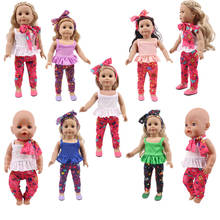 Roupas de boneca 3 tamanhos, argola de seda + colete + calças para boneca americana de 18 tamanhos e boneca de 43 cm para brinquedo de menina 2024 - compre barato